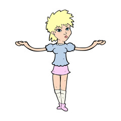 cartoon woman shrugging shoulders
