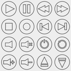 Media player outline icons