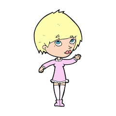 cartoon woman waving