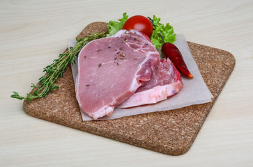 Raw pork steak