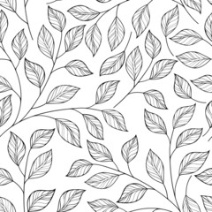 Vector Seamless Contour Floral Pattern