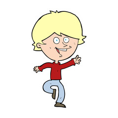 cartoon happy waving boy