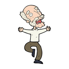 cartoon old man having a fright
