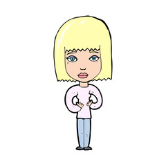cartoon woman indicating self