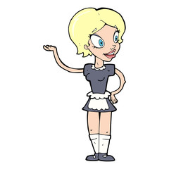 cartoon woman in maid costume