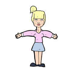 cartoon woman shrugging shoulders