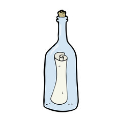 cartoon letter in a bottle