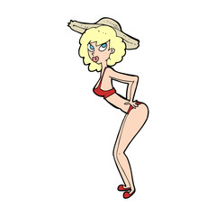 cartoon pin-up beach girl