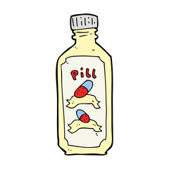 cartoon old bottle of pills
