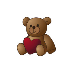 Cute teddy bear doll with heart shape vector image illustration