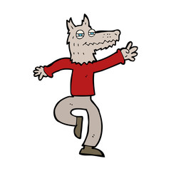 cartoon happy wolf man