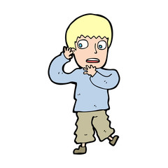 cartoon frightened boy