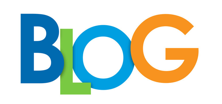 "BLOG" Overlapping Letters Multicoloured Vector Icon