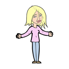 cartoon woman shrugging shoulders