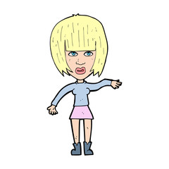 cartoon woman waving away