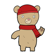 cartoon waving teddy bear