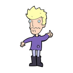 cartoon worried man giving thumbs up symbol