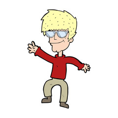 cartoon waving cool guy