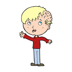 cartoon boy with growth on head