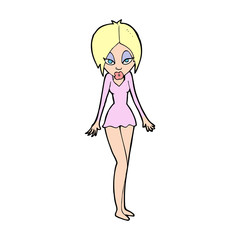 cartoon woman in short dress