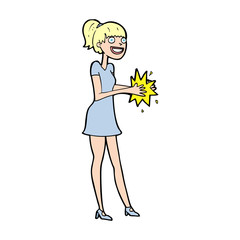 cartoon woman clapping hands