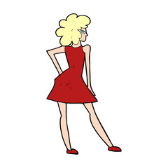 cartoon woman posing in dress