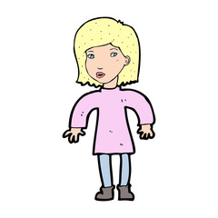 cartoon cautious woman