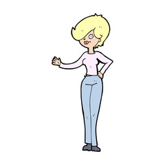 cartoon woman waving