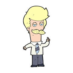 cartoon mna with mustache explaining