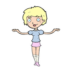 cartoon woman spreading arms