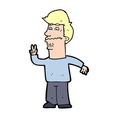 cartoon man giving peace sign