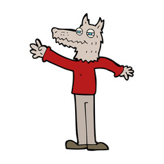 cartoon waving wolf