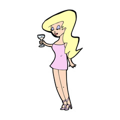 cartoon woman at party