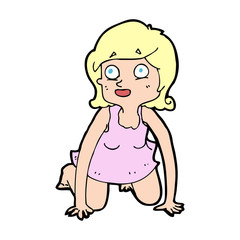 cartoon woman on all fours