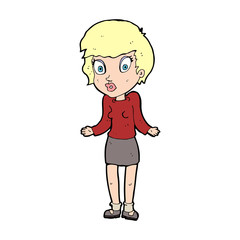 cartoon woman shrugging shoulders