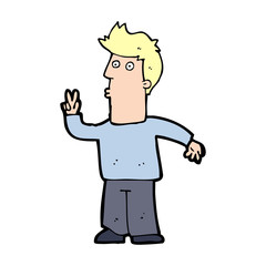 cartoon man giving peace sign