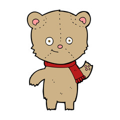 cartoon teddy bear waving