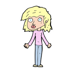 cartoon girl shrugging shoulders