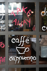 coffee shop window take away