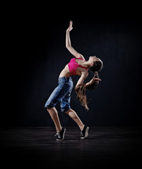 Fototapeta na wymiar Girl modern dancer (dark version)