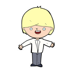 cartoon happy boy with open arms