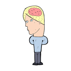 cartoon man with big brain