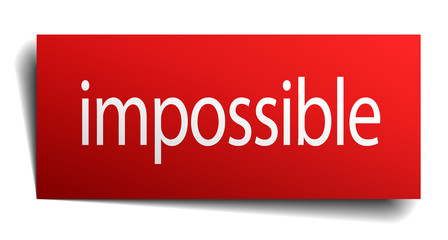 impossible red square isolated paper sign on white