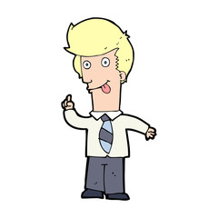 cartoon office man with crazy idea