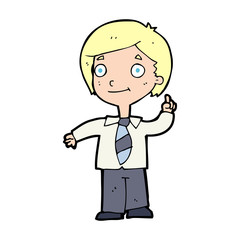 Obraz premium cartoon school boy answering question