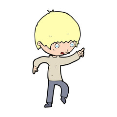 cartoon worried boy pointing