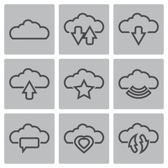 Vector black clouds. icon web and mobile