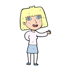 cartoon friendly woman waving