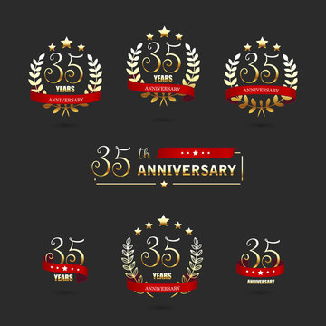 Thirty five years anniversary celebration logotype. 35th anniversary logo.