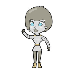 cartoon robot woman waving